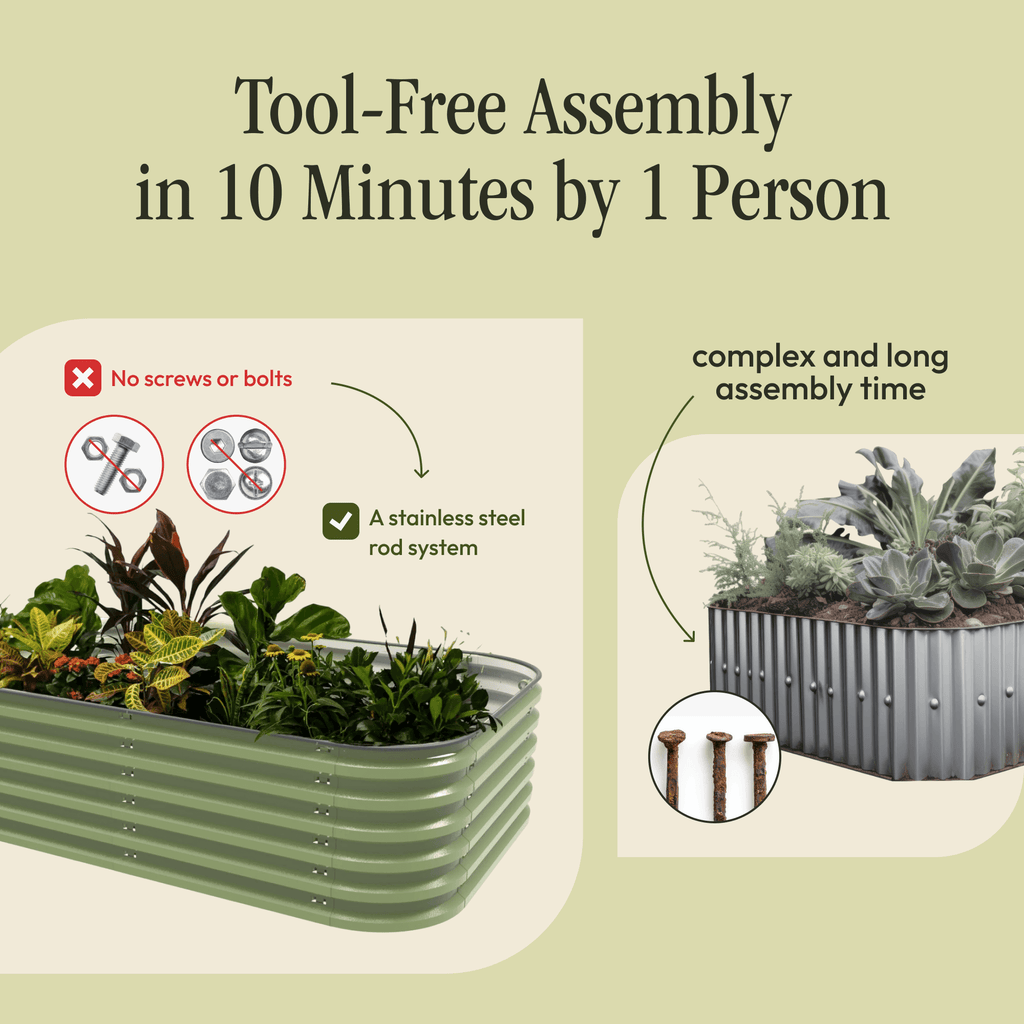 Gro-Rite Metal Raised Garden Bed Kit – No Tools Needed, Food-Safe Aluzinc Steel