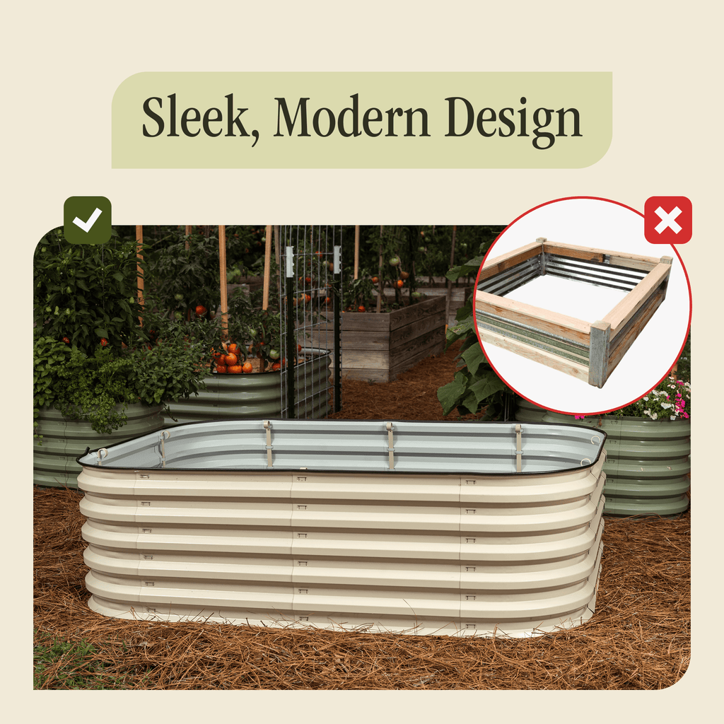 Gro-Rite Metal Raised Garden Bed Kit – No Tools Needed, Food-Safe Aluzinc Steel