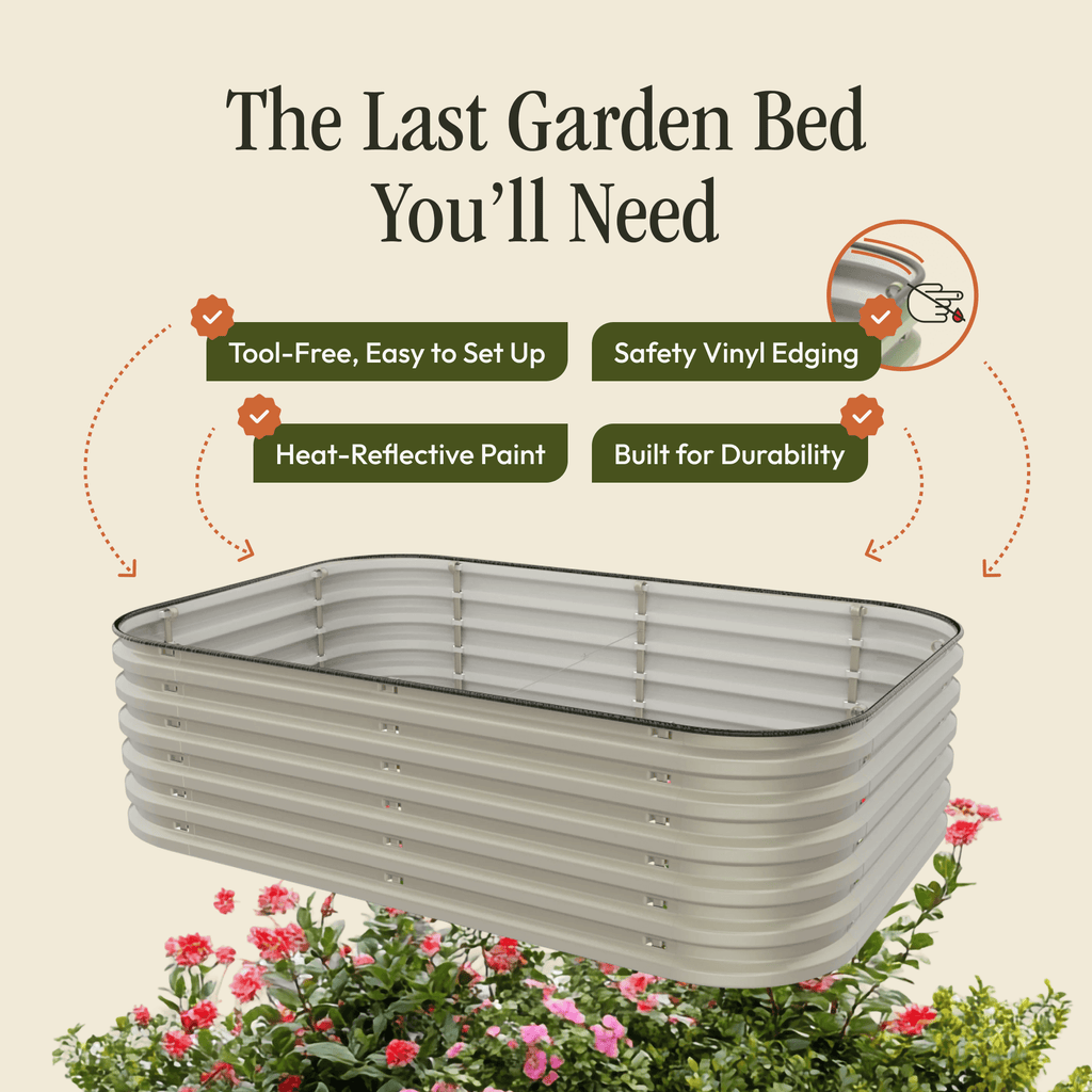 Gro-Rite Metal Raised Garden Bed Kit – No Tools Needed, Food-Safe Aluzinc Steel