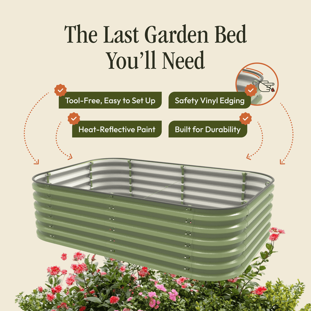 Gro-Rite Metal Raised Garden Bed Kit – No Tools Needed, Food-Safe Aluzinc Steel