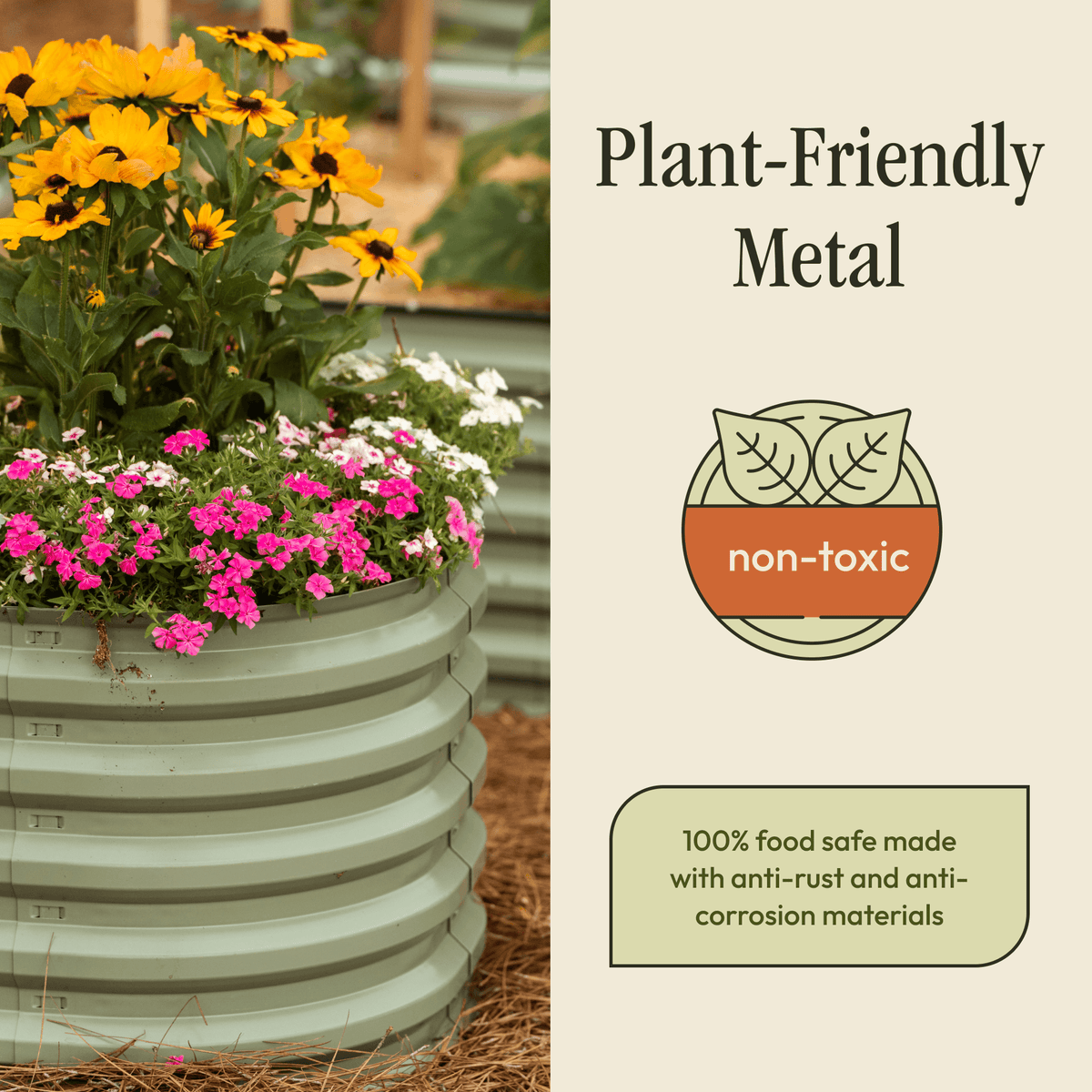 Gro-Rite Metal Raised Garden Bed Kit – No Tools Needed, Food-Safe Aluzinc Steel