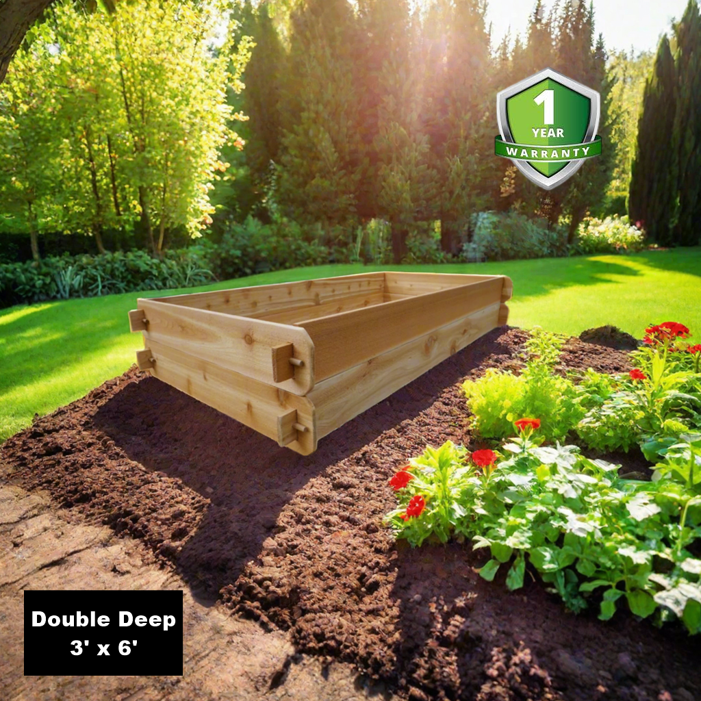 Cedar Raised Garden Bed Kit – Double Deep 3x6, No Tools, Handcrafted in the USA