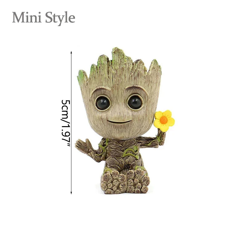 Home Garden Decoration Groot Flower Pot Baby Tree Man Miniature Model Anime Figure Ornament Home Supplies Crafts Kids Toys