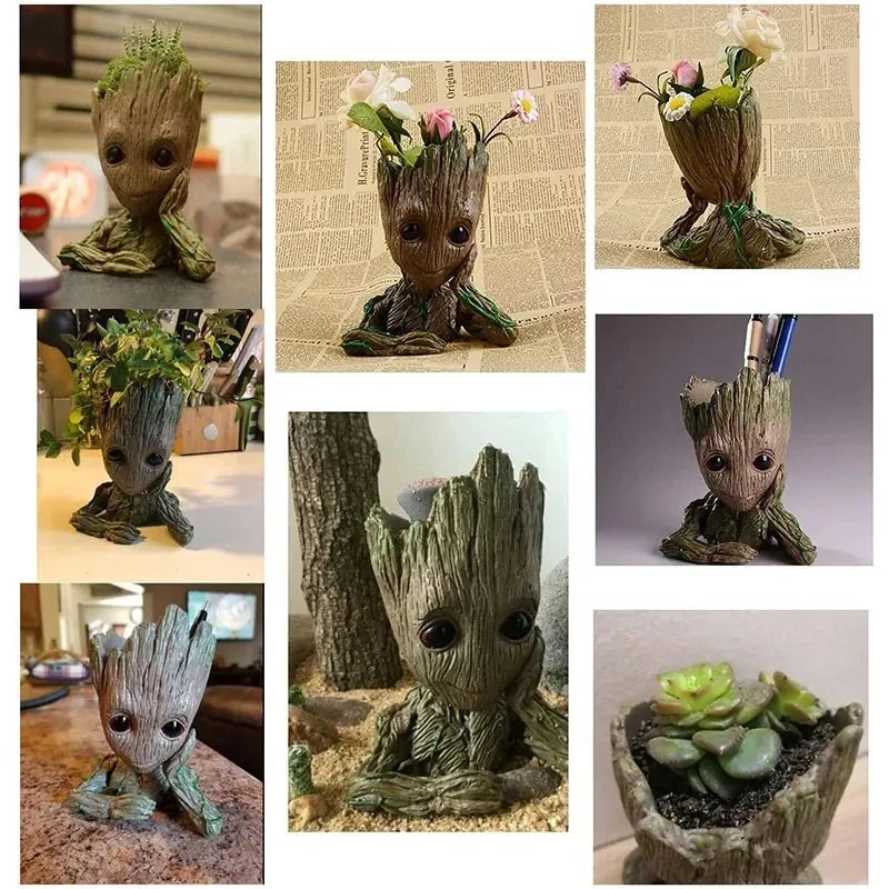 Home Garden Decoration Groot Flower Pot Baby Tree Man Miniature Model Anime Figure Ornament Home Supplies Crafts Kids Toys