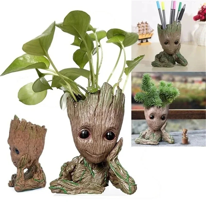 Home Garden Decoration Groot Flower Pot Baby Tree Man Miniature Model Anime Figure Ornament Home Supplies Crafts Kids Toys