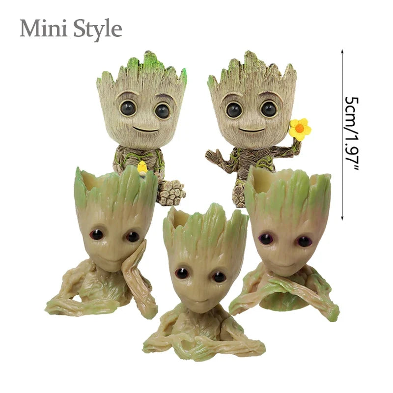 Home Garden Decoration Groot Flower Pot Baby Tree Man Miniature Model Anime Figure Ornament Home Supplies Crafts Kids Toys