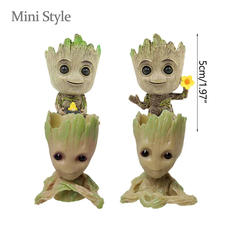 Home Garden Decoration Groot Flower Pot Baby Tree Man Miniature Model Anime Figure Ornament Home Supplies Crafts Kids Toys