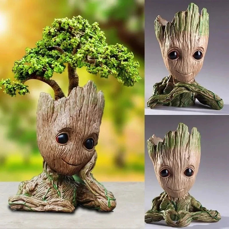 Home Garden Decoration Groot Flower Pot Baby Tree Man Miniature Model Anime Figure Ornament Home Supplies Crafts Kids Toys