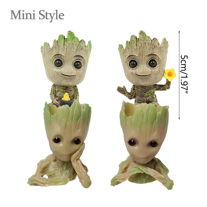 Home Garden Decoration Groot Flower Pot Baby Tree Man Miniature Model Anime Figure Ornament Home Supplies Crafts Kids Toys