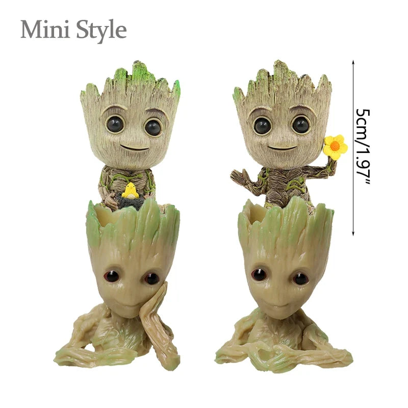 Home Garden Decoration Groot Flower Pot Baby Tree Man Miniature Model Anime Figure Ornament Home Supplies Crafts Kids Toys