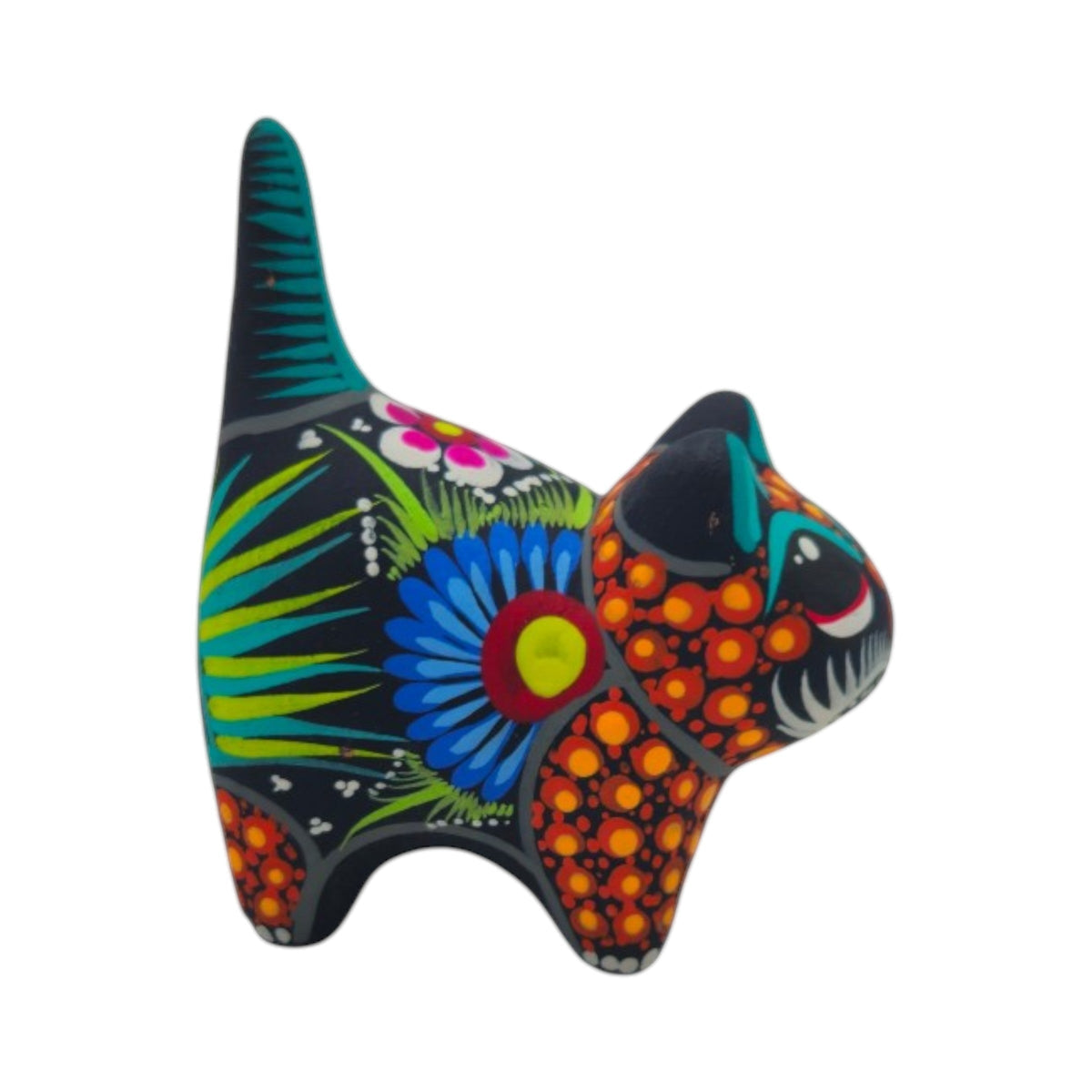 Alebrije Cat Figurine | Hand-Painted Ceramic Artwork