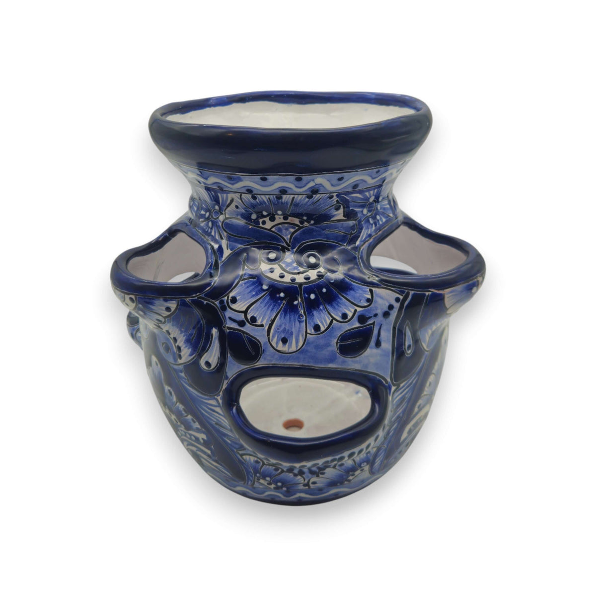 Blue & White Talavera Strawberry Planter | Handmade Mexican Pot
