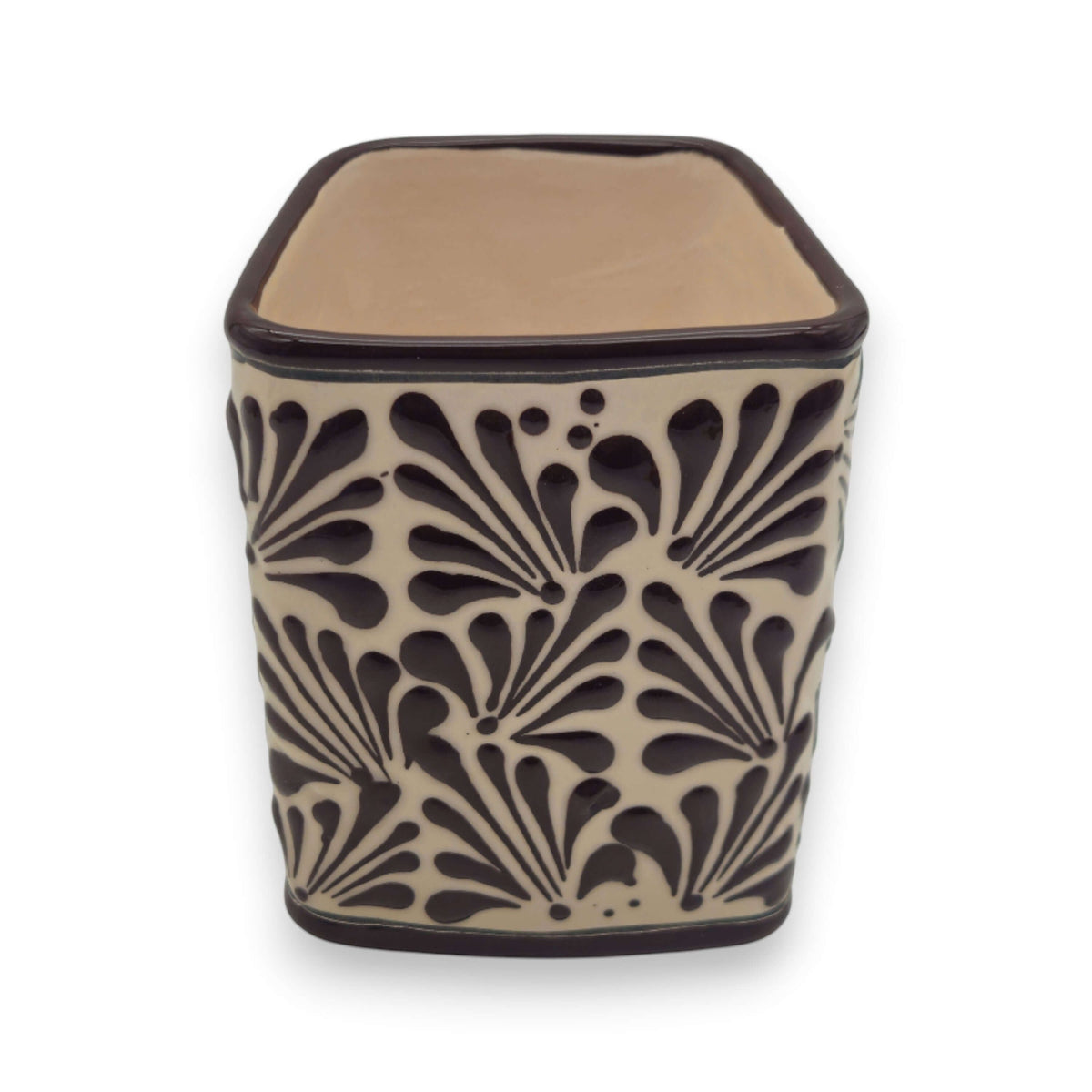Brown & White Talavera Purse Planter | Handmade Pot