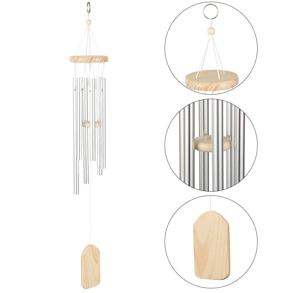 Silver 6 Tube Wind Chime Chapel Bells Wind Chimes Bells For Outdoor Garden Yard Patio Home Decoration Christmas New Year Gift Door Wall Hanging Ornament Home Garden Outdoor Decor Wind Chimes