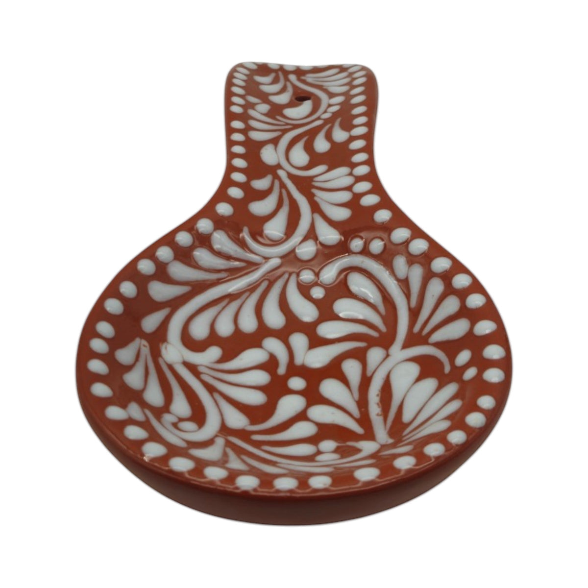 Talavera Spoon Rest | Brown & White Handcrafted Design